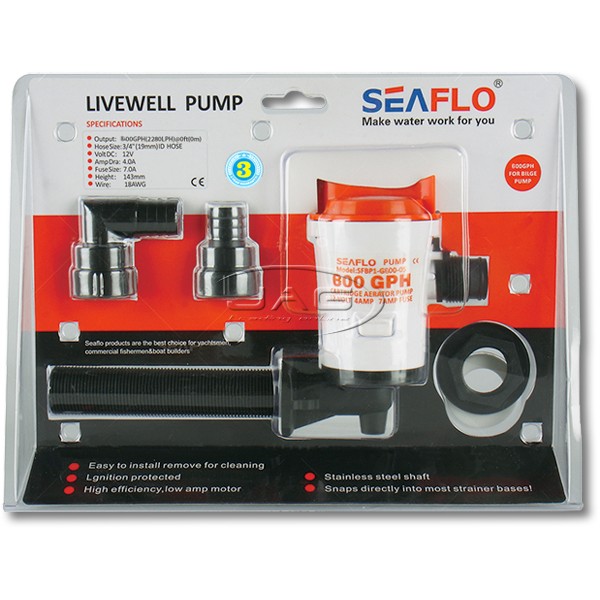Seaflo 12V 800GPH Livewell Aerator Pump