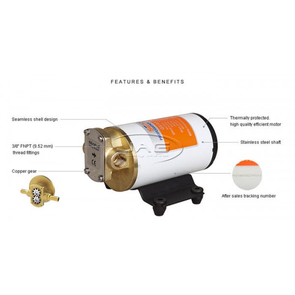 Seaflo 12V Diesel Oil Transfer Gear Pump 3.2GPM