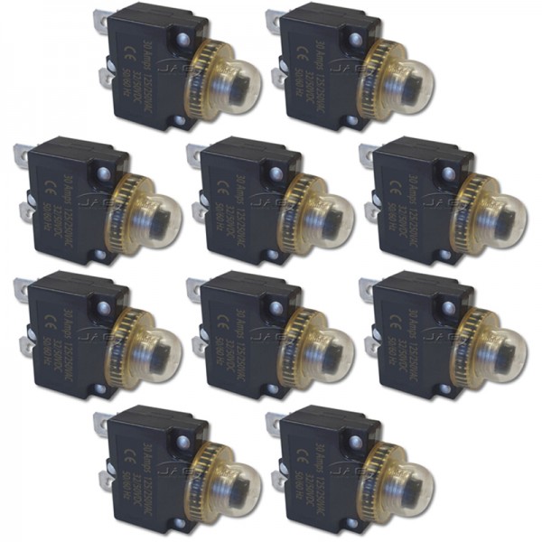 10 x 12V~24V 30A Panel Mount Circuit Breakers & Waterproof Boot