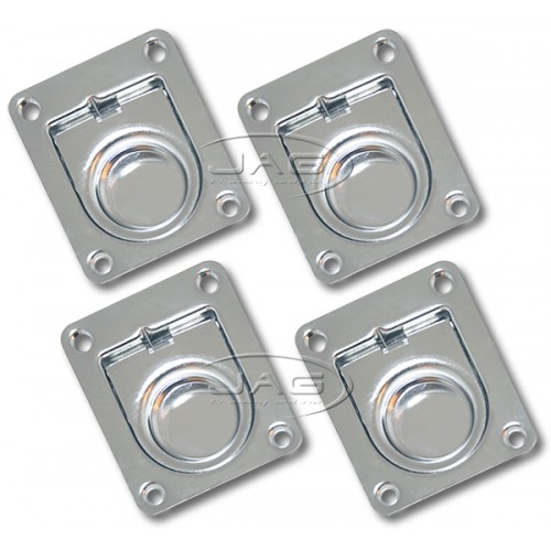 4 x Stainless Steel Anti-Rattle Flush Pull Rings 44x38mm