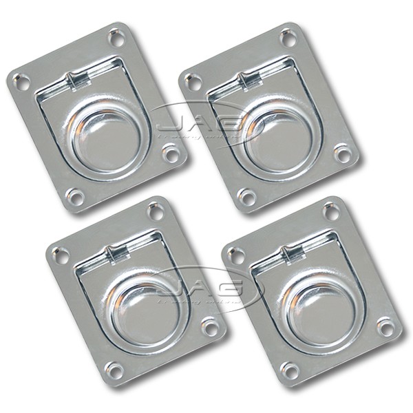 4 x Stainless Steel Anti-Rattle Flush Pull Rings 65x55mm