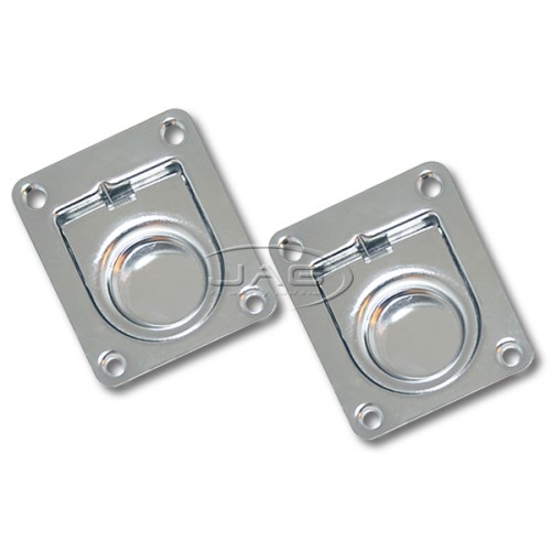 2 x Stainless Steel Anti-Rattle Flush Pull Rings 65x55mm
