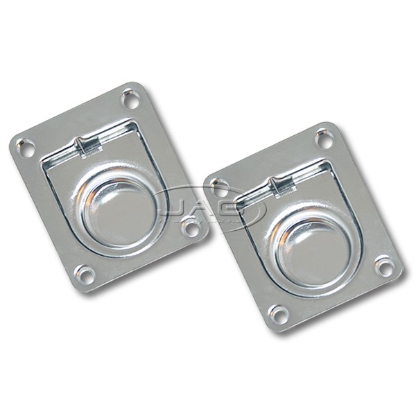 2 x Stainless Steel Anti-Rattle Flush Pull Rings 44x38mm