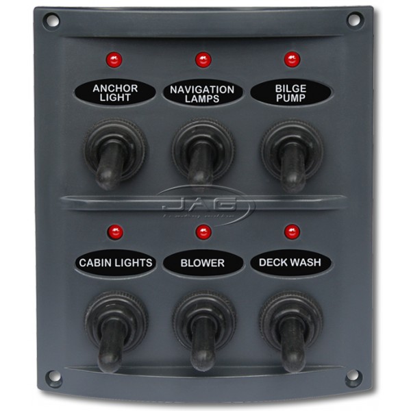 6-Gang LED Waterproof Toggle Switch Panel