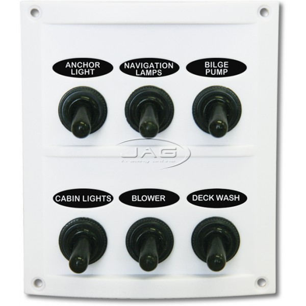 6-Gang White Waterproof Toggle Switch Panel