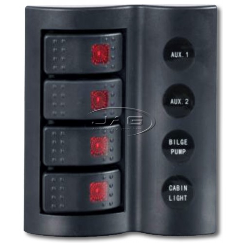 4-Gang Deluxe LED Rocker Switch Panel
