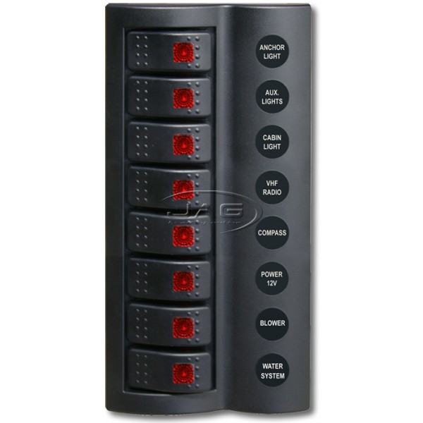 8-Gang Deluxe LED Rocker Switch Panel