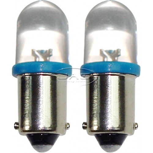 Pair 12V 1-LED T10 BA9S Blue Globes