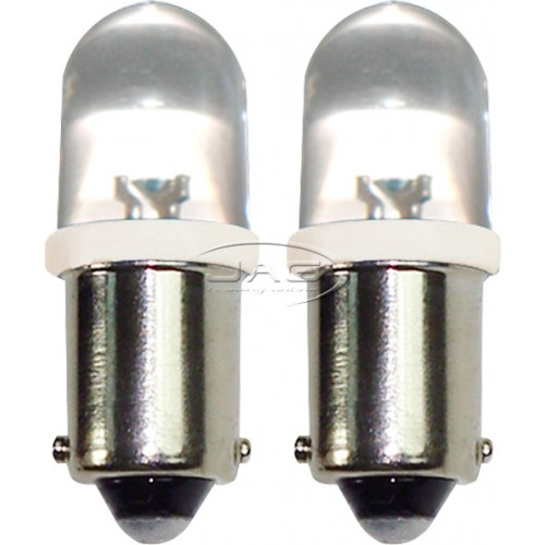Pair 12V 1-LED T10 BA9S White Globes