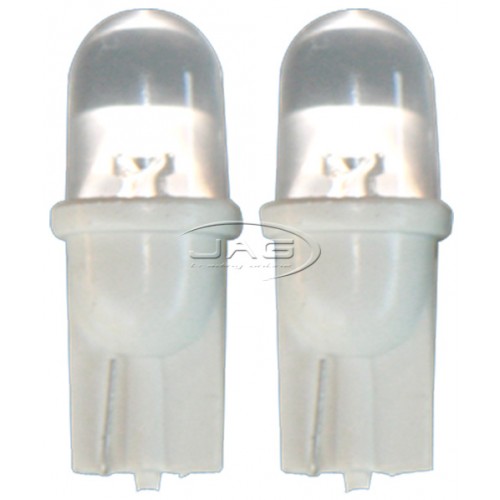 Pair 12V 1-LED T10 White Wedge Globes